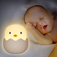 BICASLOVE Luz Nocturna Bebé- LED Silicona Lámpara de Polluelo con Brillo Ajustable-Control Tátil-USB Regargable-Regalo…
